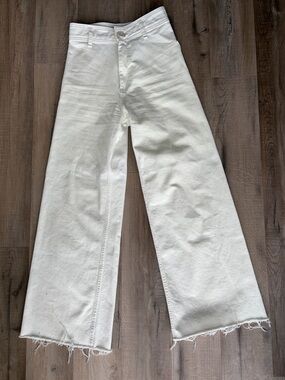 Zara White Wide-Leg High-Rise Jeans